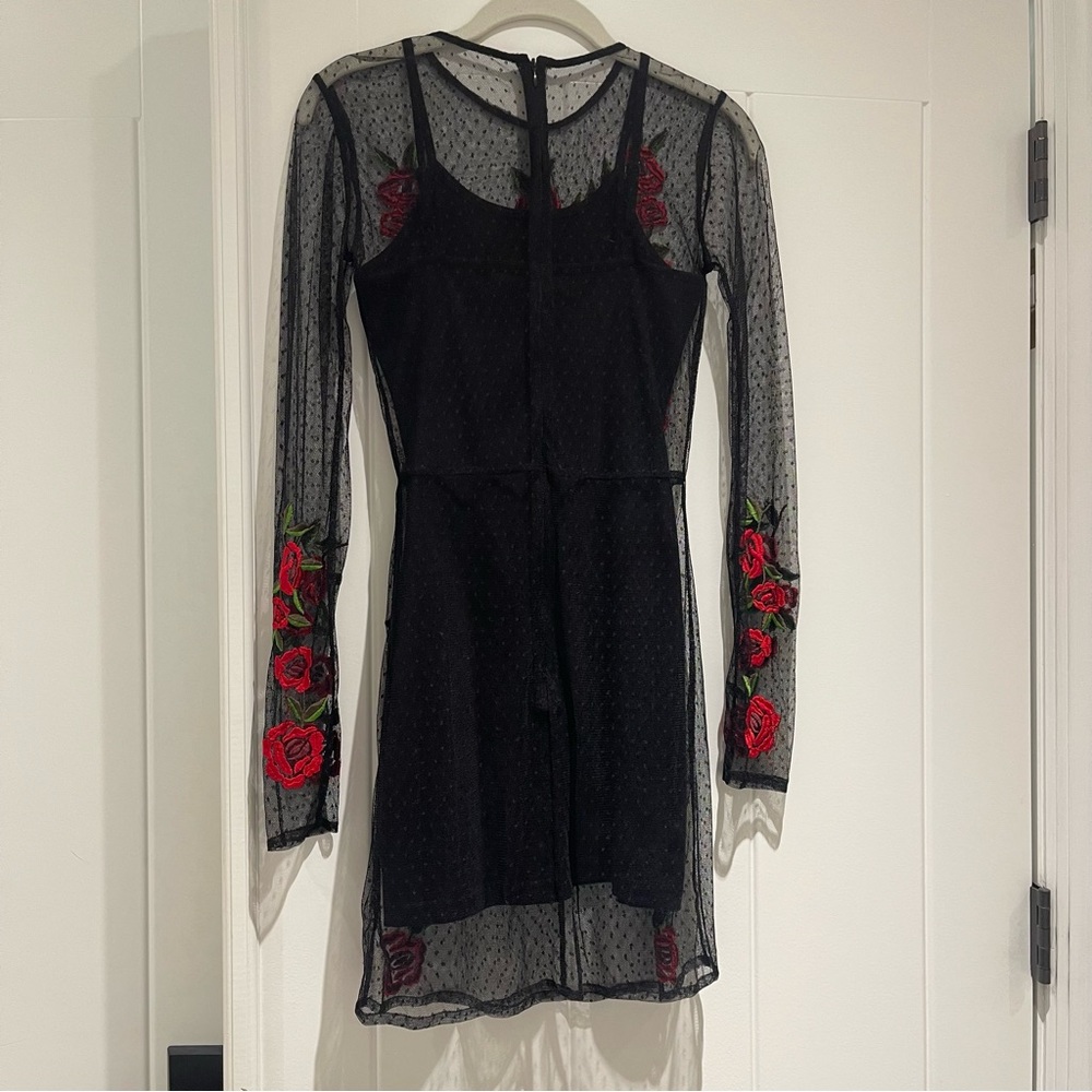Lovers + Friends x Revolve Morella Black Lace Rose Dress - Picture 9 of 9